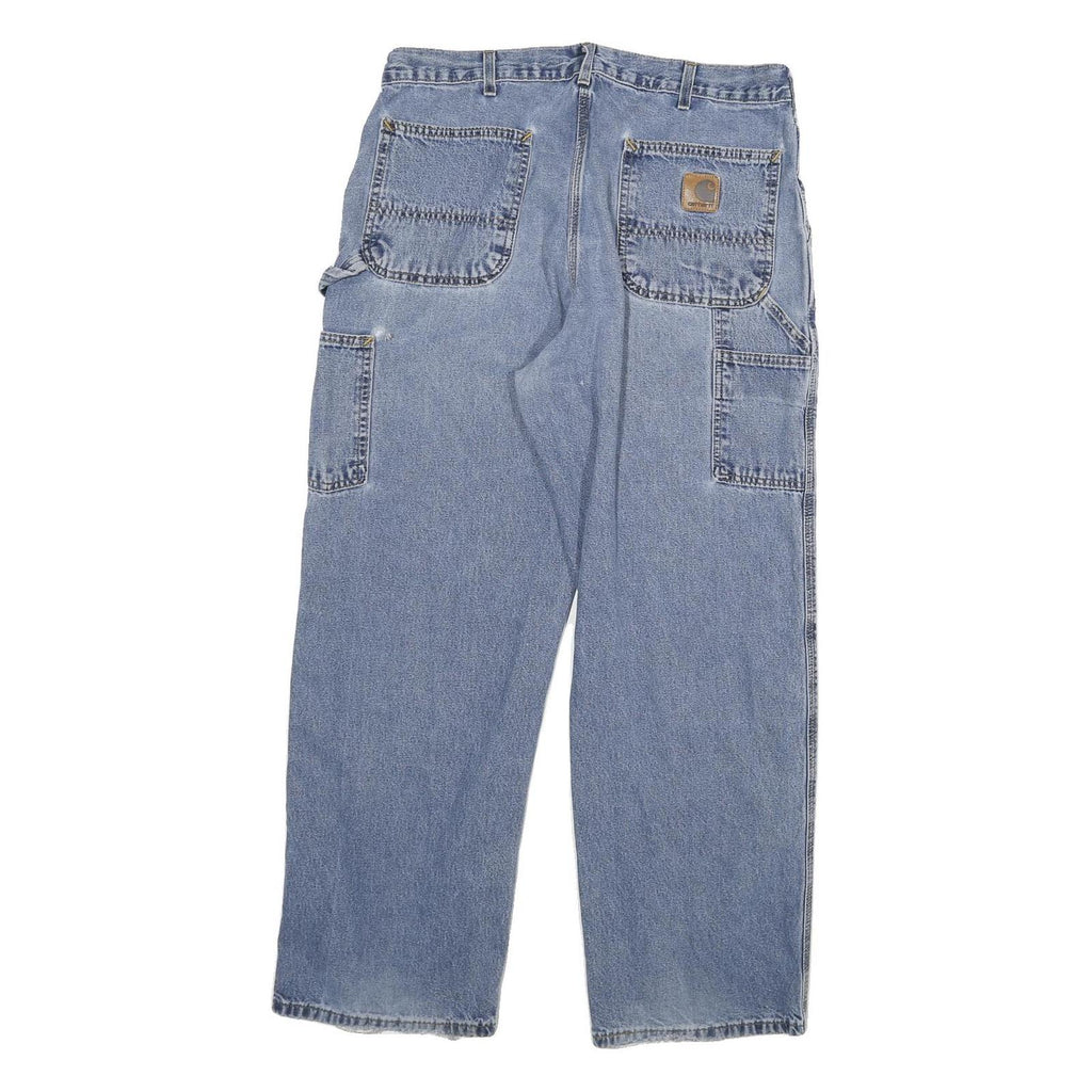 CARHARTT Mens Relaxed Blue Denim Jeans W34 L29 Workwear Zip Closure
