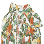 BOA PARIS Womens White & Green Parrot Print Swing Short Viscose Skirt S