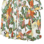 BOA PARIS Womens White & Green Parrot Print Swing Short Viscose Skirt S