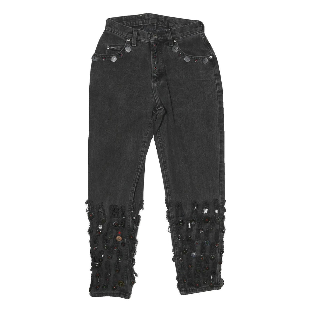 LEE Womens Regular Fit Black Denim Jeans W26 L27 Button Embellished