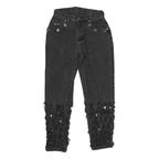 LEE Womens Regular Fit Black Denim Jeans W26 L27 Button Embellished