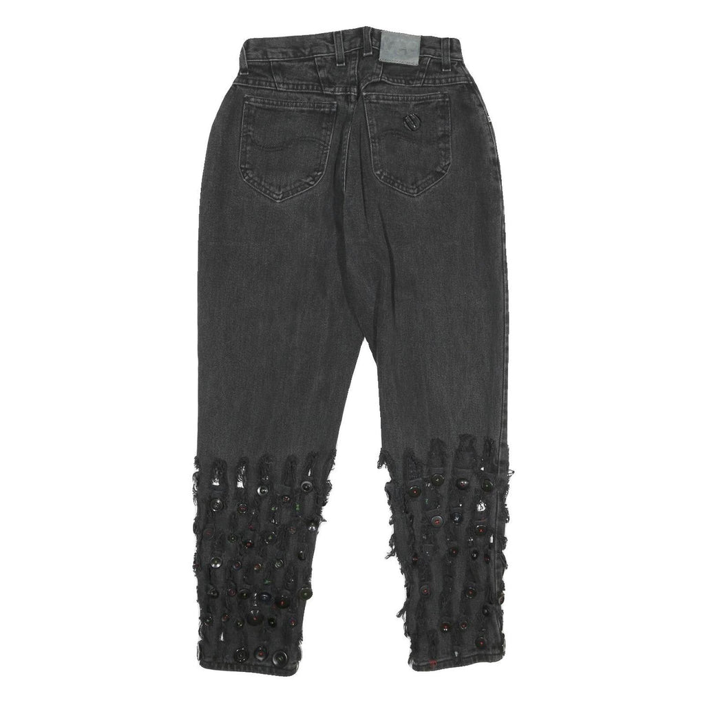 LEE Womens Regular Fit Black Denim Jeans W26 L27 Button Embellished