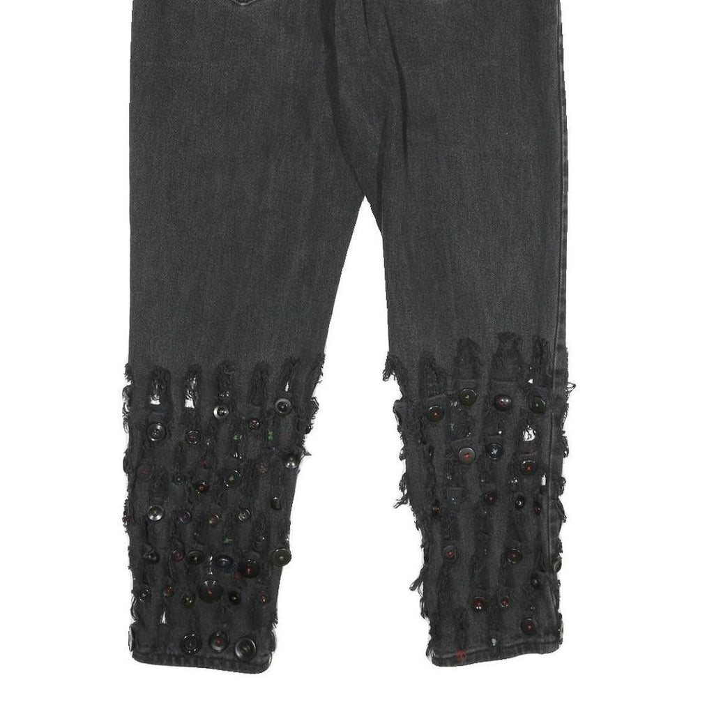 LEE Womens Regular Fit Black Denim Jeans W26 L27 Button Embellished