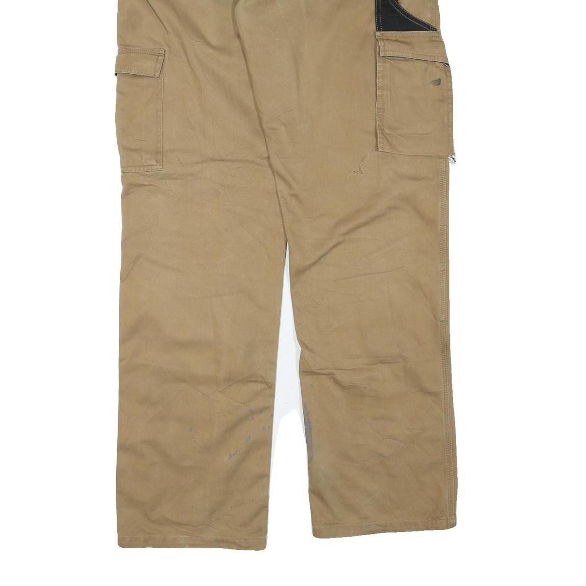 DICKIES Mens Cotton Blend Beige & Black Regular Fit Cargo Trousers W38 L34