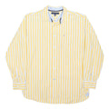 TOMMY HILFIGER Mens Yellow & White Striped Shirt L Classic Fit Cotton Blend