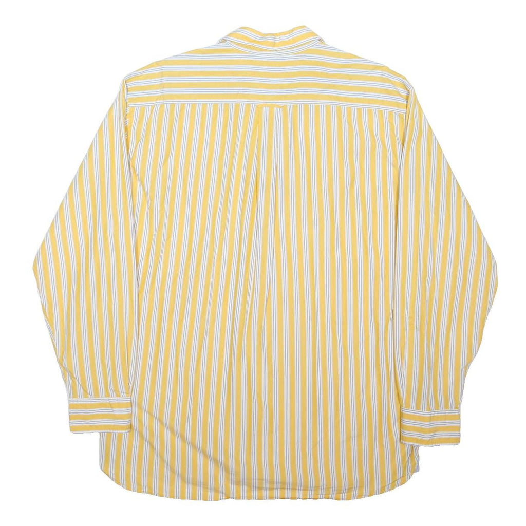TOMMY HILFIGER Mens Yellow & White Striped Shirt L Classic Fit Cotton Blend