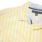TOMMY HILFIGER Mens Yellow & White Striped Shirt L Classic Fit Cotton Blend