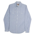 VINTAGE RED Mens Blue Cotton Shirt M Classic Long Sleeve Button Down Casual