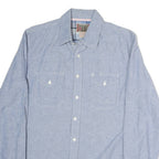 VINTAGE RED Mens Blue Cotton Shirt M Classic Long Sleeve Button Down Casual