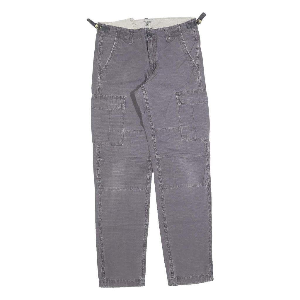 CARHARTT Mens Cotton Blend Relaxed Grey Cargo Trousers W28 L32 Workwear Zip