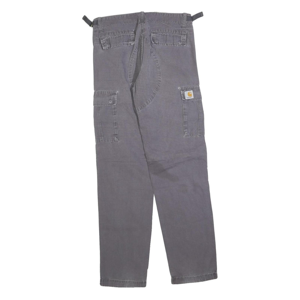 CARHARTT Mens Cotton Blend Relaxed Grey Cargo Trousers W28 L32 Workwear Zip
