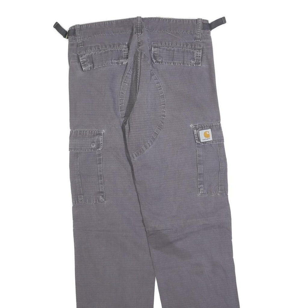CARHARTT Mens Cotton Blend Relaxed Grey Cargo Trousers W28 L32 Workwear Zip
