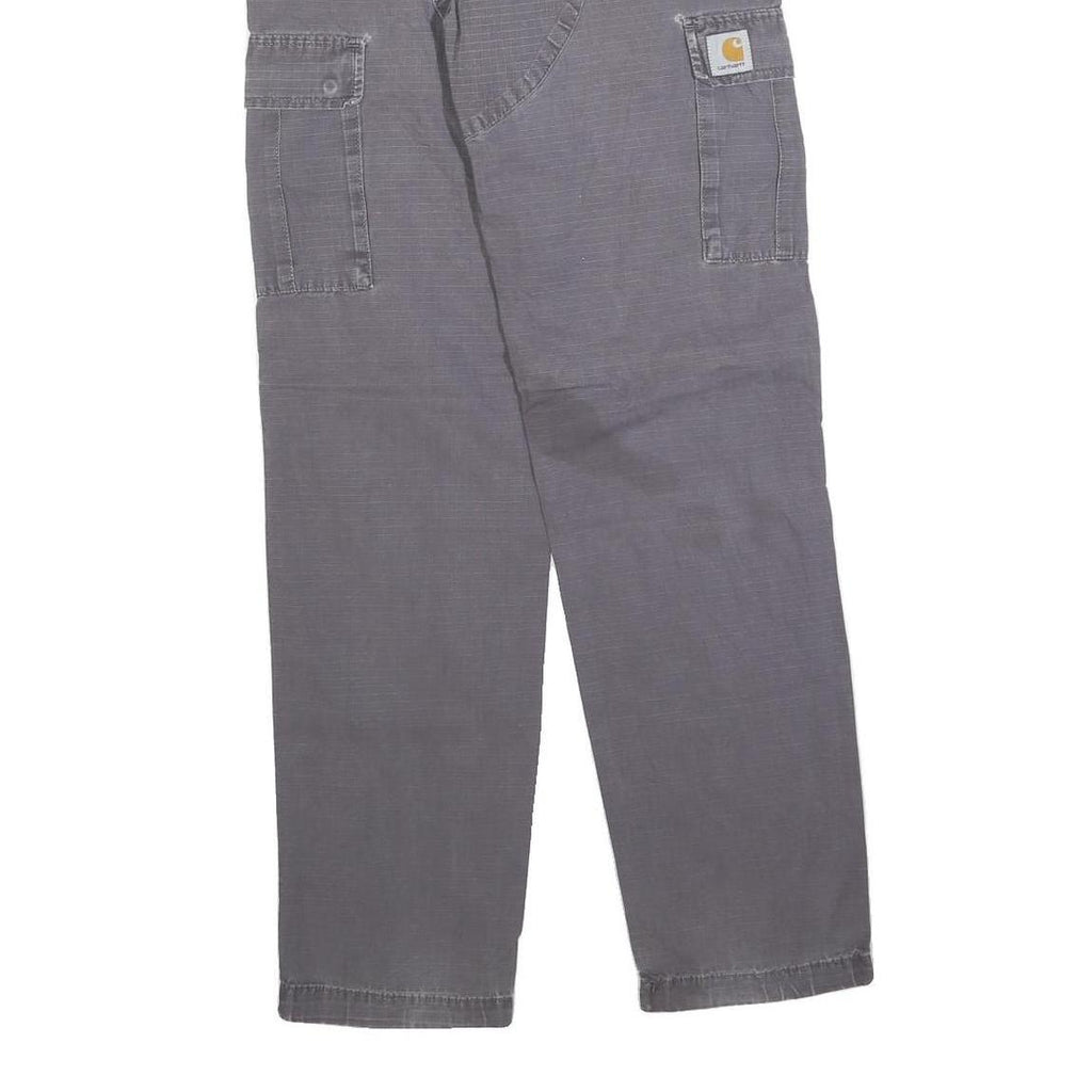 CARHARTT Mens Cotton Blend Relaxed Grey Cargo Trousers W28 L32 Workwear Zip