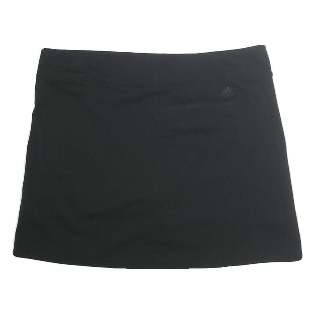 ADIDAS Womens Black Mini Cotton Blend Plain Skirt L Sports Casual Activewear