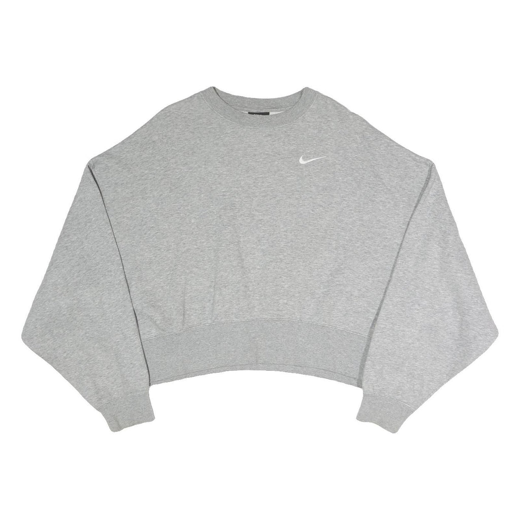 NIKE Womens Grey Sweatshirt Crew Neck XS Cropped Casual Pullover Cotton Blend