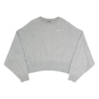 NIKE Womens Grey Sweatshirt Crew Neck XS Cropped Casual Pullover Cotton Blend
