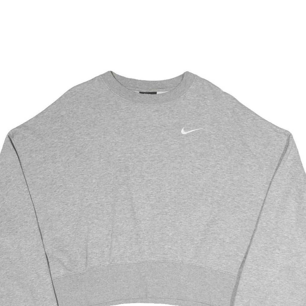 NIKE Womens Grey Sweatshirt Crew Neck XS Cropped Casual Pullover Cotton Blend