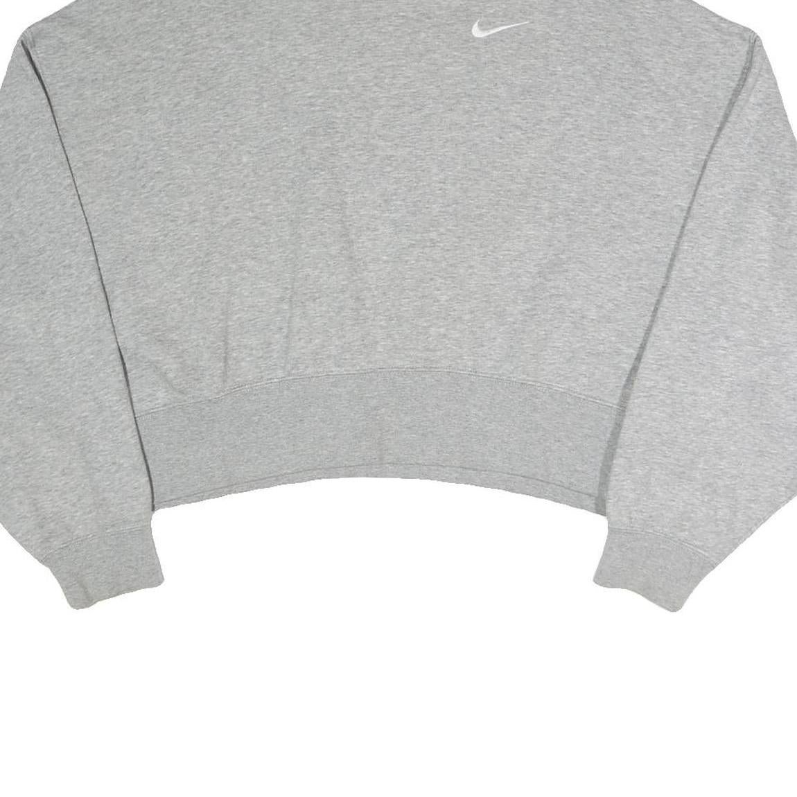 NIKE Womens Grey Sweatshirt Crew Neck XS Cropped Casual Pullover Cotton Blend