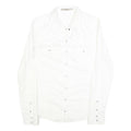 GUESS Womens White Embroidered Shirt Long Sleeve Collar M Elegant Top