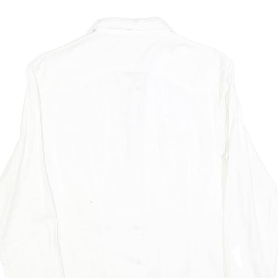 GUESS Womens White Embroidered Shirt Long Sleeve Collar M Elegant Top