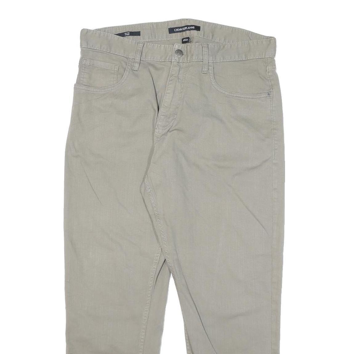 CALVIN KLEIN JEANS Mens Regular Fit Beige Cotton Blend Trousers W32 L26 Casual