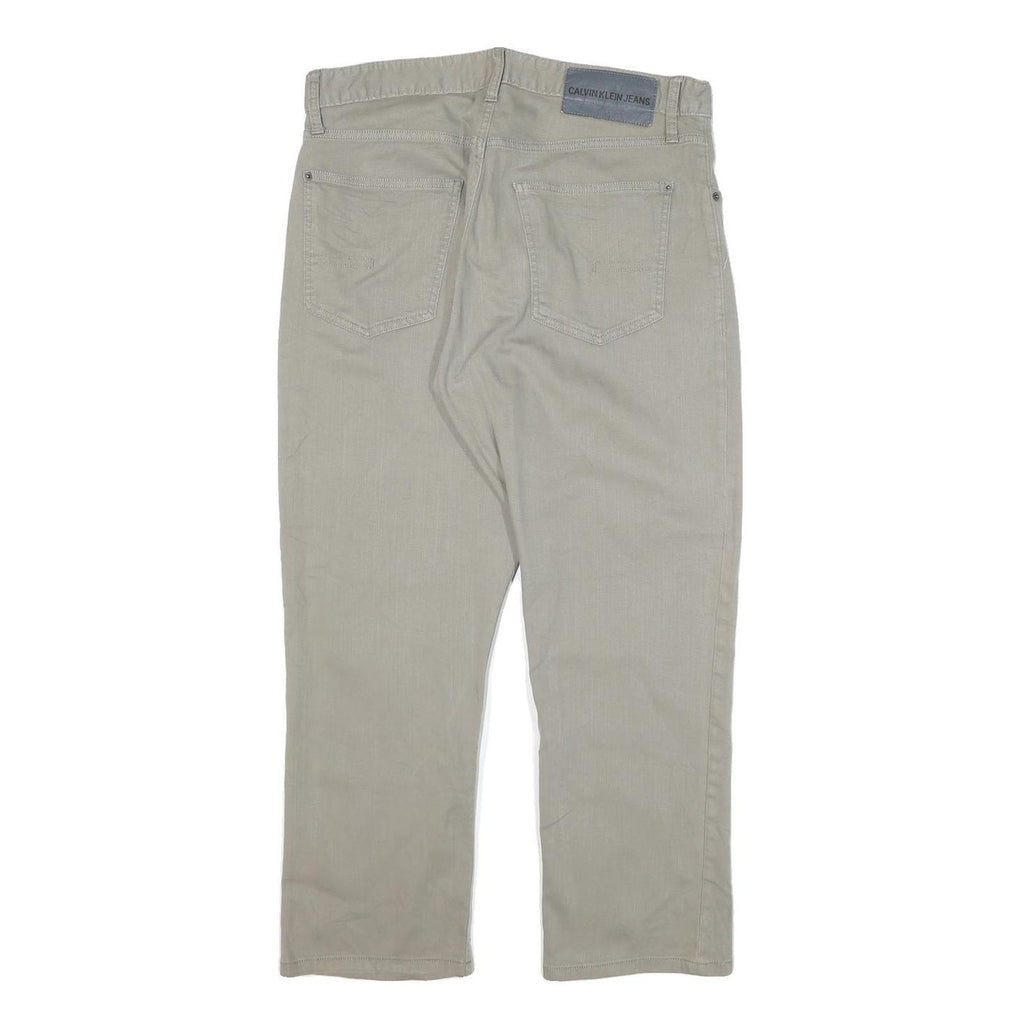 CALVIN KLEIN JEANS Mens Regular Fit Beige Cotton Blend Trousers W32 L26 Casual