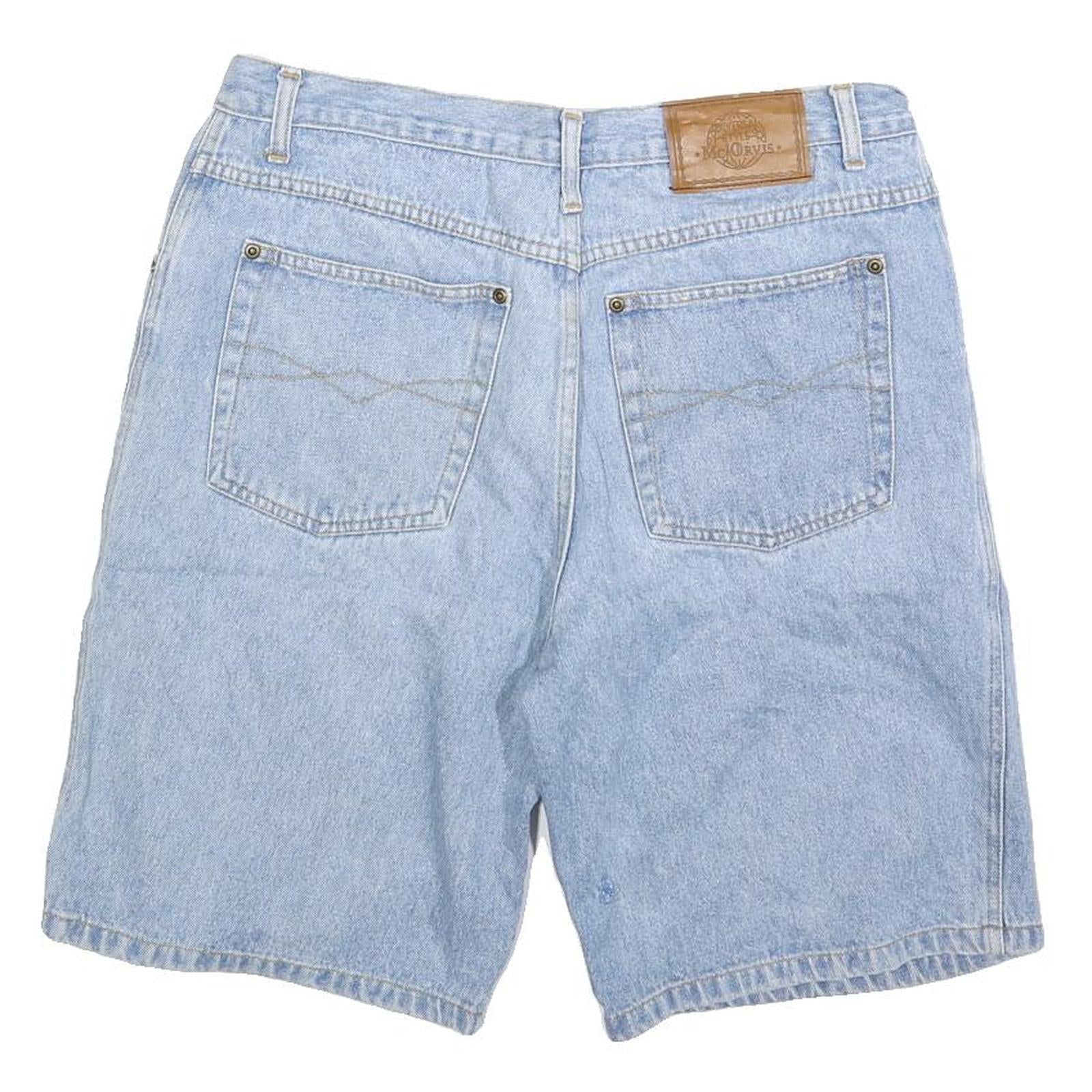 MCORVIS Mens Light Blue Denim Shorts M W32 Classic Cotton Blend Casual Fit
