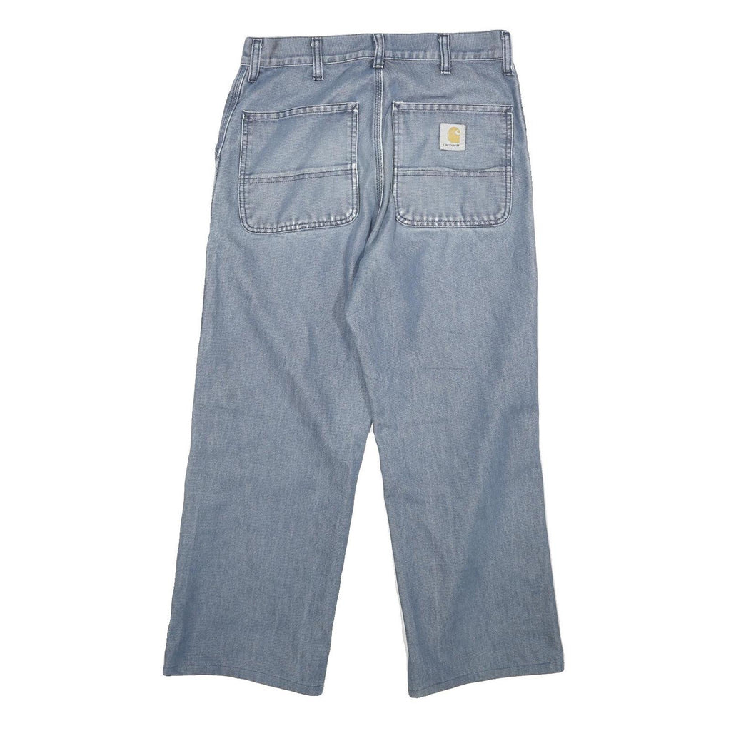 CARHARTT Mens Relaxed Jeans Light Blue Denim W28 L25 Workwear Zip Closure