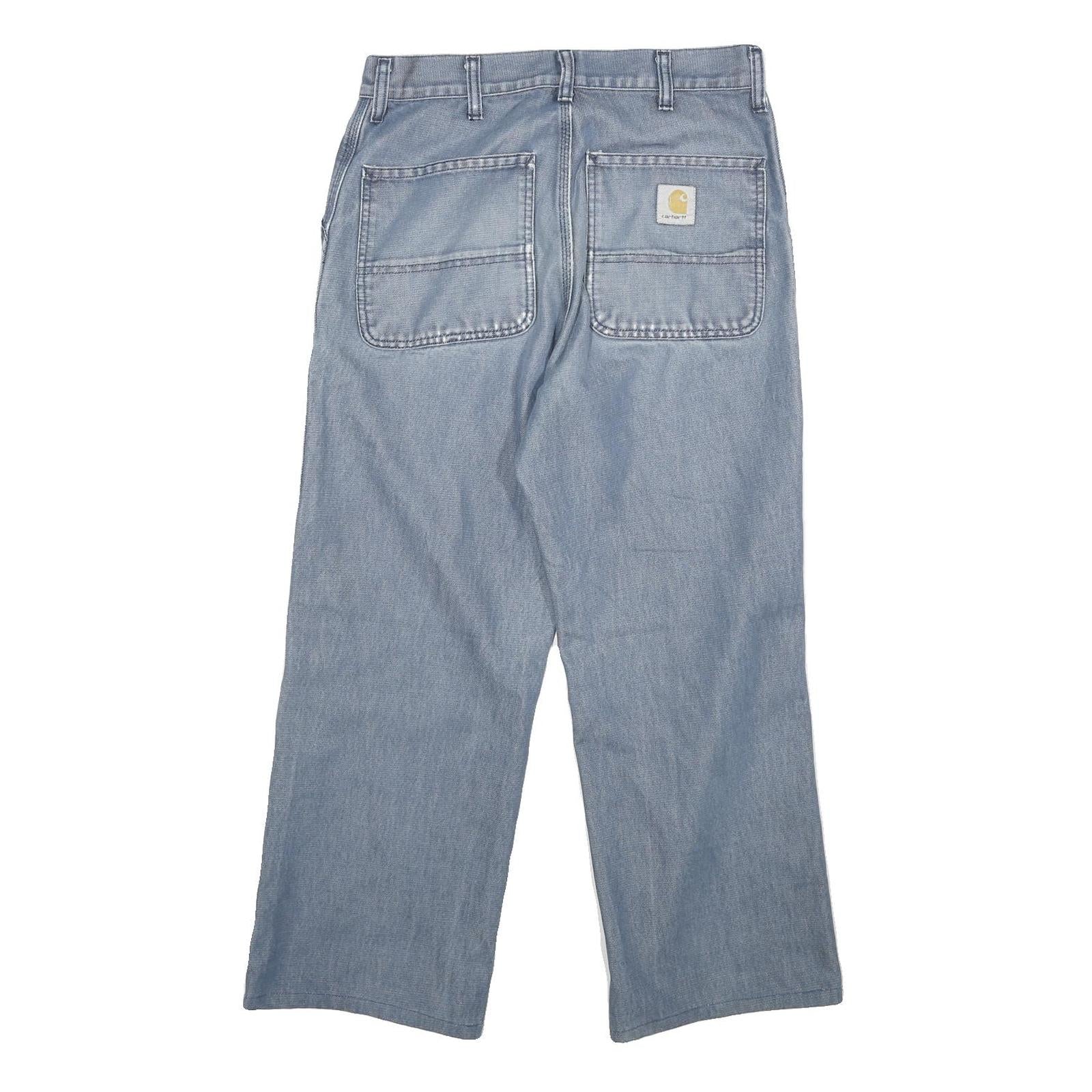 CARHARTT Mens Relaxed Jeans Light Blue Denim W28 L25 Workwear Zip Closure