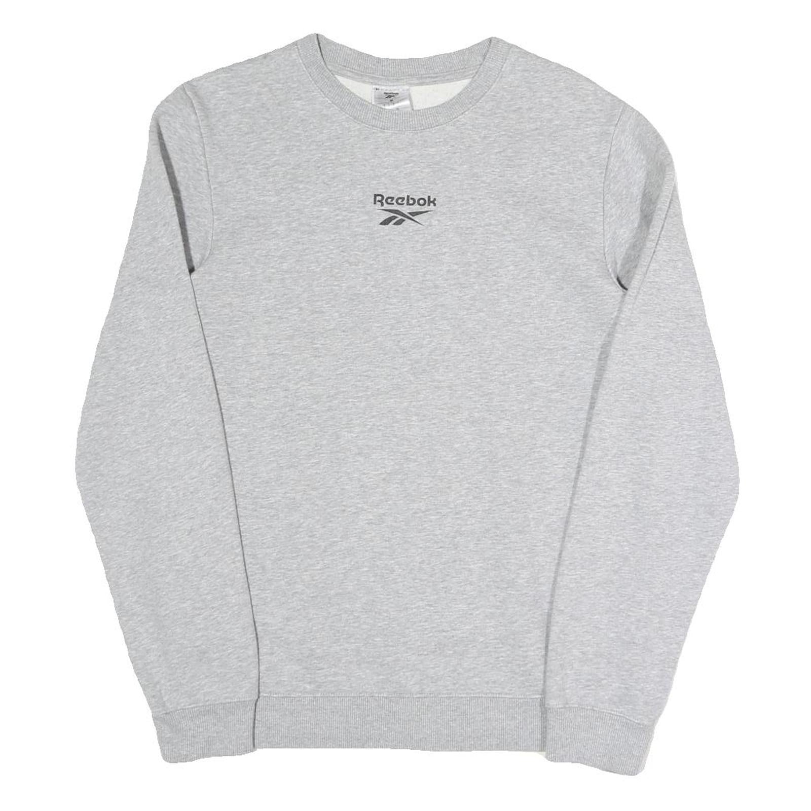 REEBOK Mens Grey Sweatshirt S Crew Neck Cotton Blend Pullover Casual