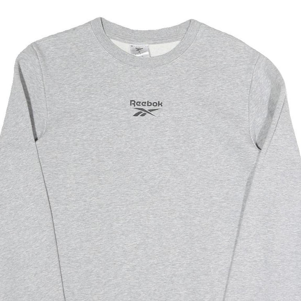 REEBOK Mens Grey Sweatshirt S Crew Neck Cotton Blend Pullover Casual