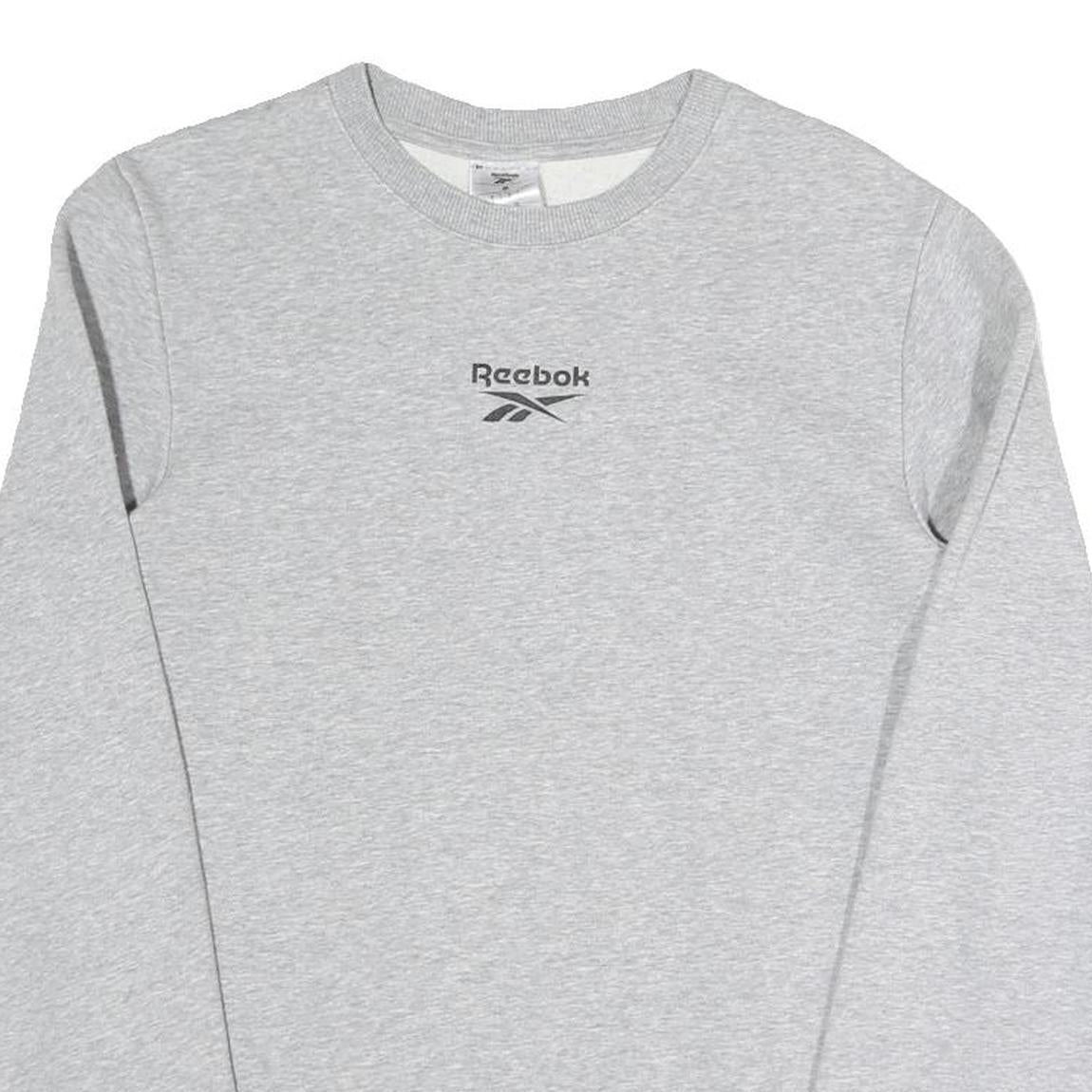 REEBOK Mens Grey Sweatshirt S Crew Neck Cotton Blend Pullover Casual