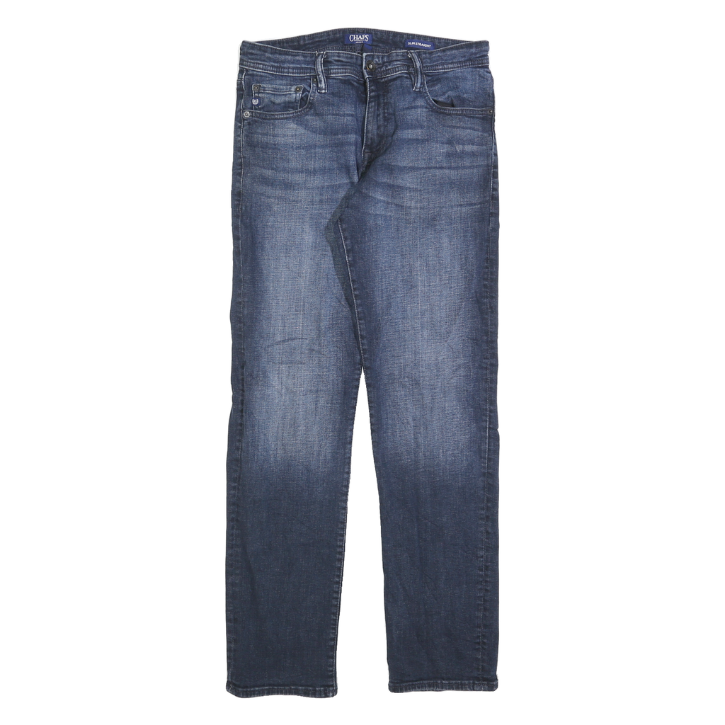 CHAPS Mens Slim Jeans Blue Denim W32 L32 Zip Classic Plain Cotton