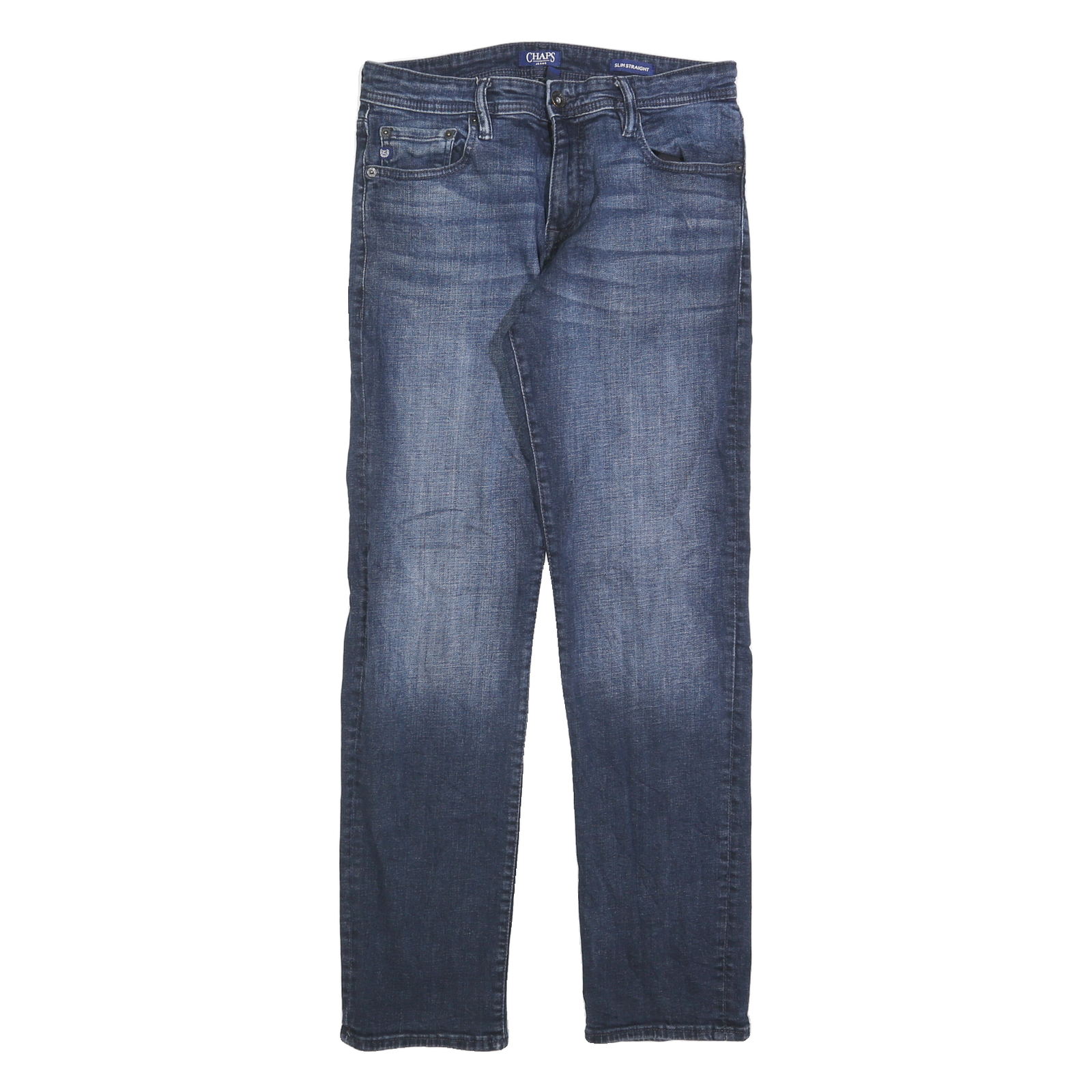 CHAPS Mens Slim Jeans Blue Denim W32 L32 Zip Classic Plain Cotton