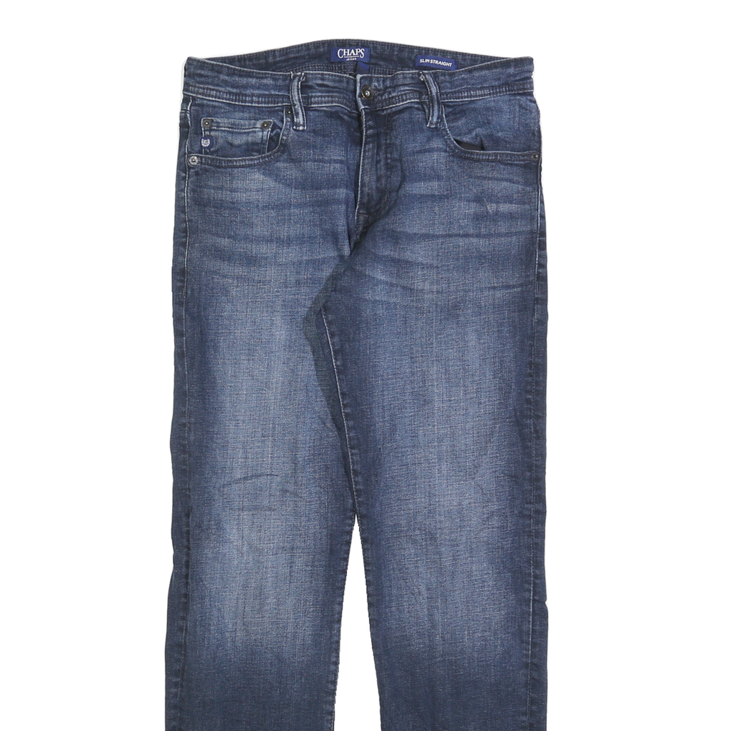 CHAPS Mens Slim Jeans Blue Denim W32 L32 Zip Classic Plain Cotton