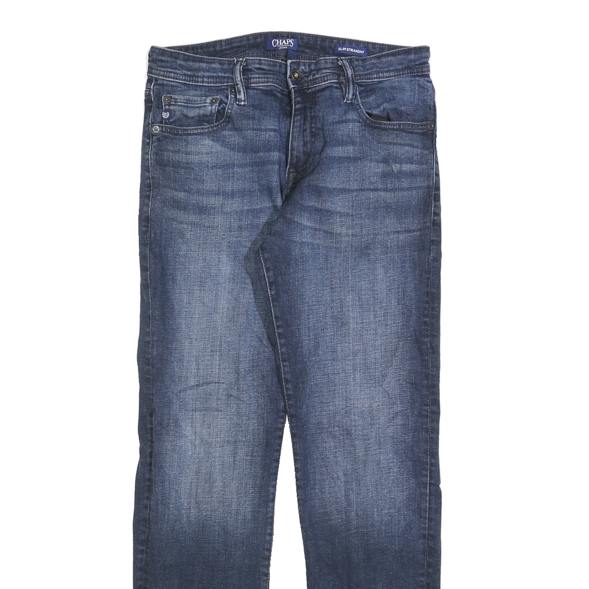 CHAPS Mens Slim Jeans Blue Denim W32 L32 Zip Classic Plain Cotton