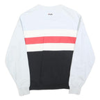 FILA Womens White Black & Red Crew Neck M Logo Colourblock Sweatshirt