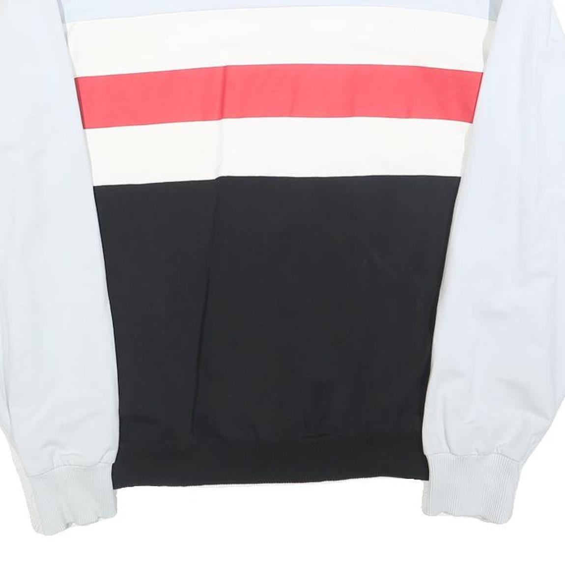 FILA Womens White Black & Red Crew Neck M Logo Colourblock Sweatshirt