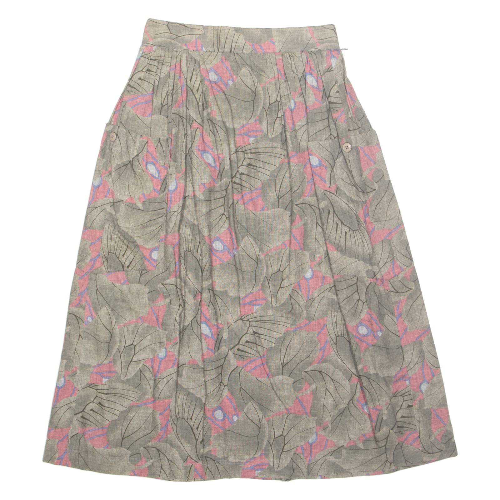 RAFAELLA Womens A-Line Skirt Grey Long 90s Crazy Pattern S