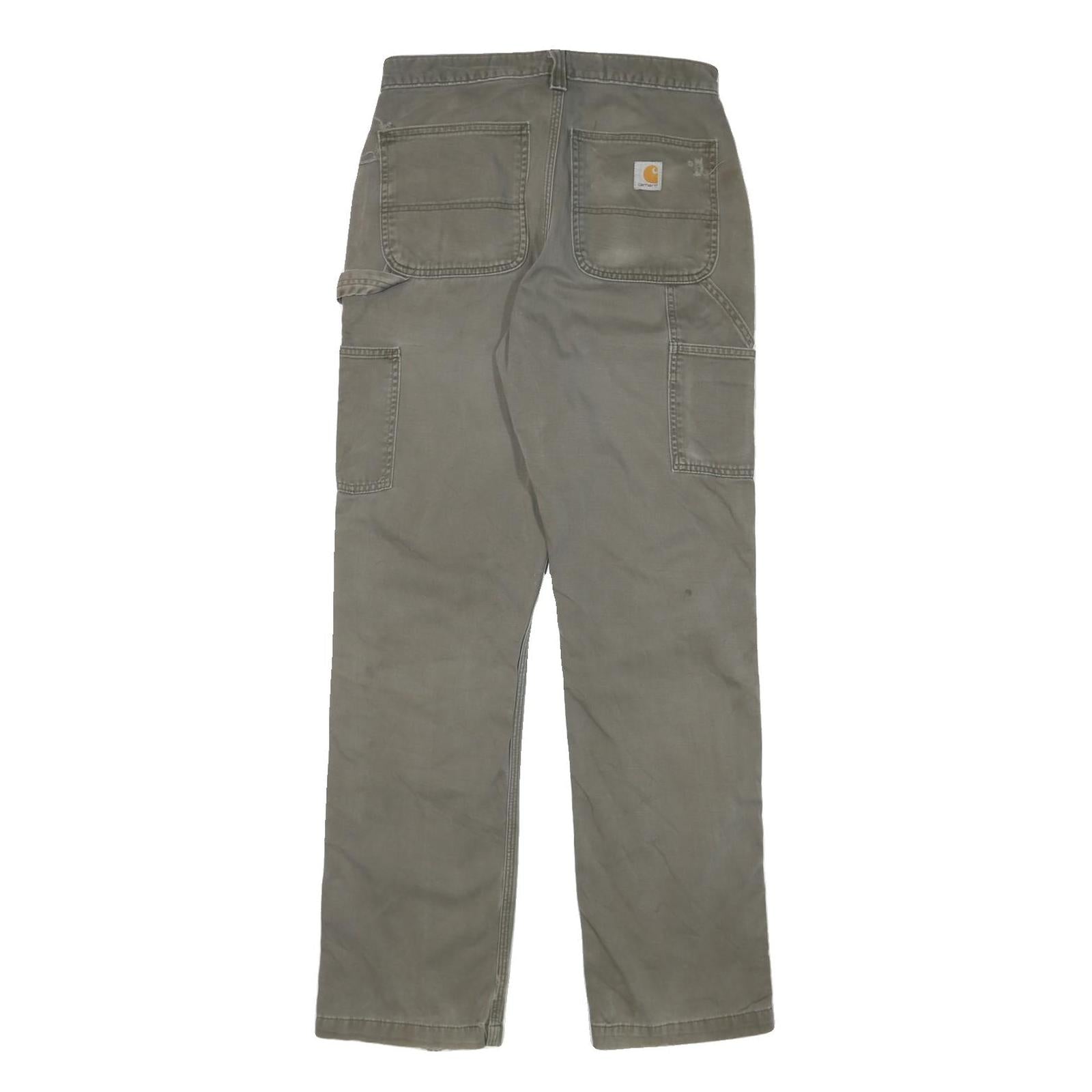 CARHARTT Mens Regular Cotton Blend Beige Zip Trousers W29 L32 Workwear Durable