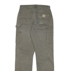 CARHARTT Mens Regular Cotton Blend Beige Zip Trousers W29 L32 Workwear Durable