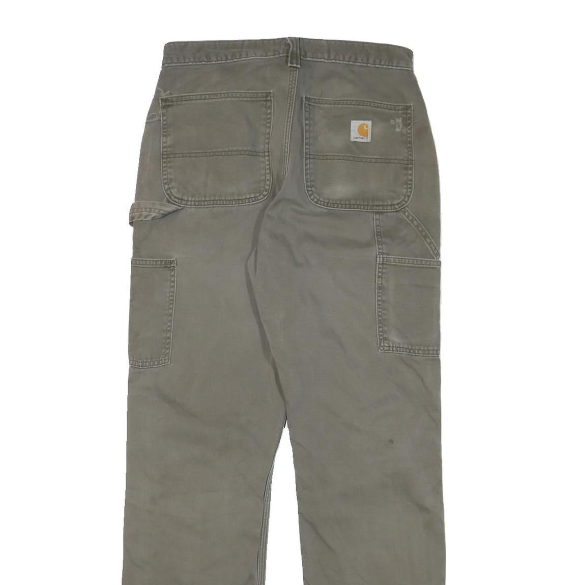 CARHARTT Mens Regular Cotton Blend Beige Zip Trousers W29 L32 Workwear Durable