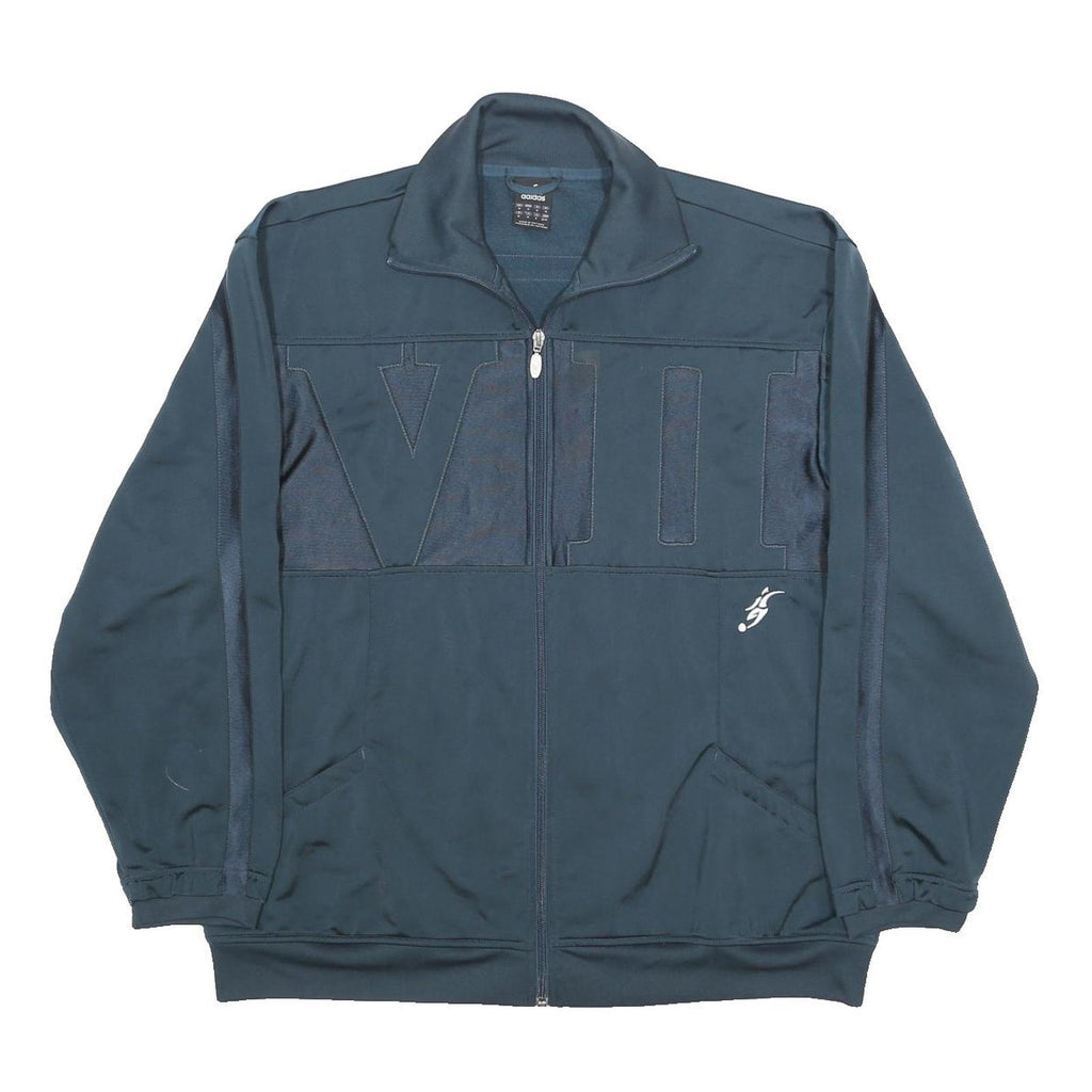 ADIDAS Mens Blue Jacket M Polyester Zip Plain Sportswear Track Top