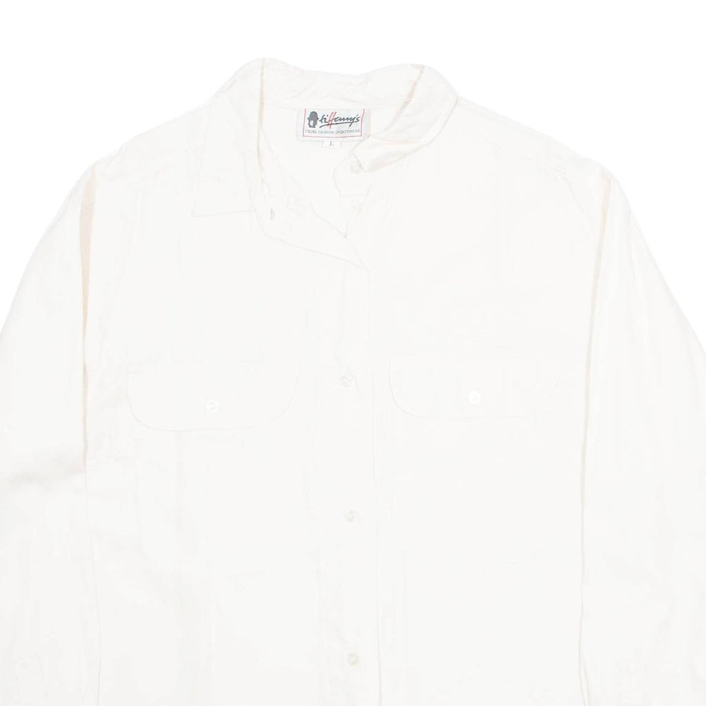 HILLARMY Womens Shirt Beige Collared Long Sleeve 90s L