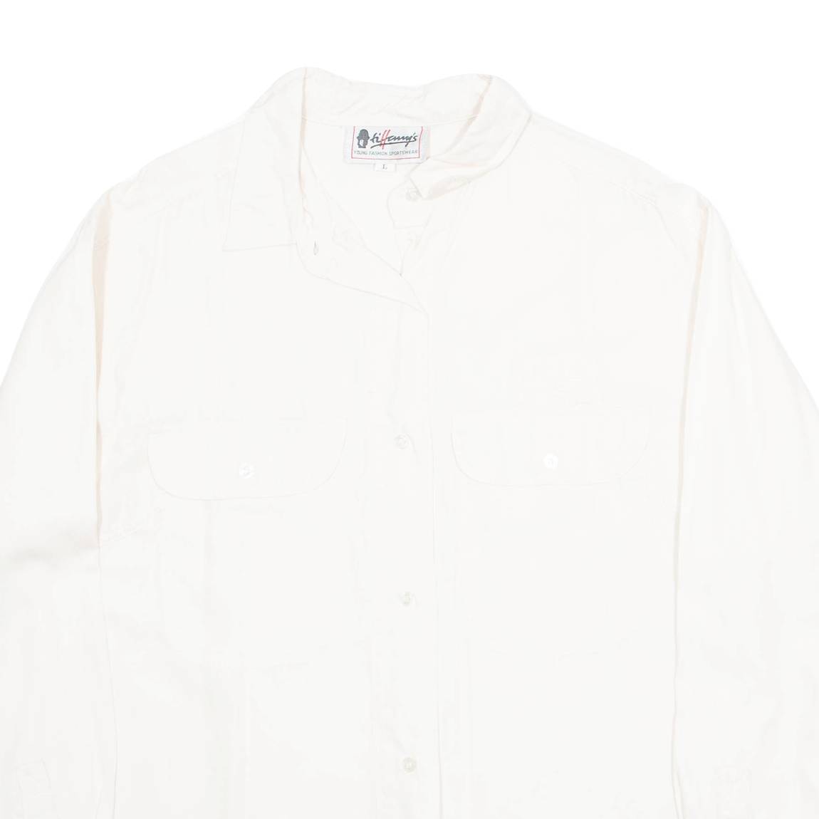 HILLARMY Womens Shirt Beige Collared Long Sleeve 90s L