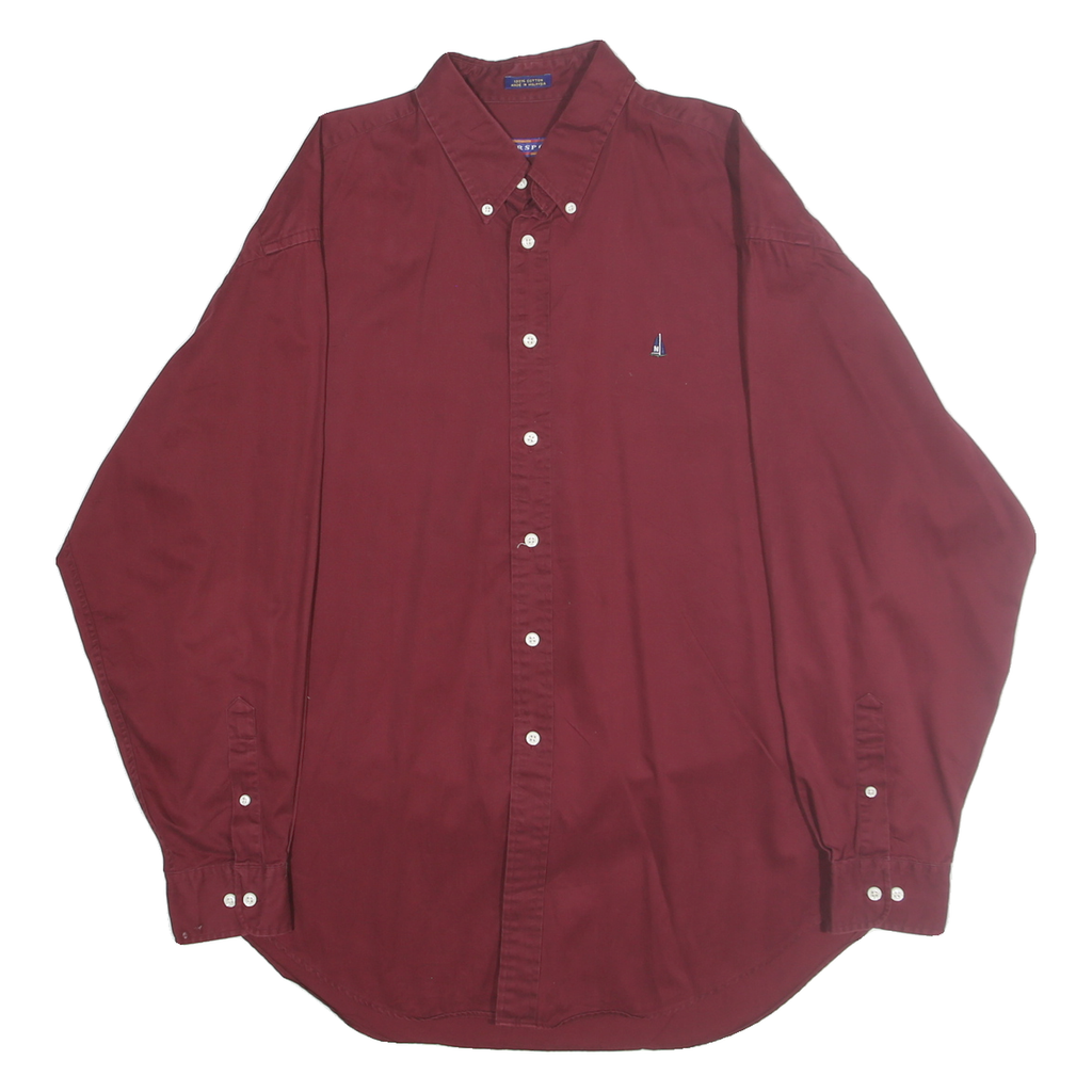 NORSPORT Mens Maroon L Cotton Button-Down Casual Shirt