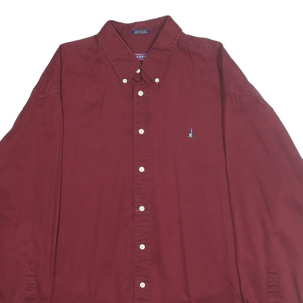 NORSPORT Mens Maroon L Cotton Button-Down Casual Shirt