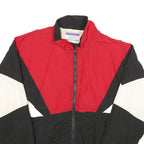 KOBE Mens Red & Black & White Nylon Jacket L Zip Casual Retro Colourblock