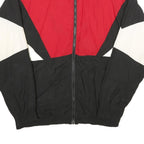 KOBE Mens Red & Black & White Nylon Jacket L Zip Casual Retro Colourblock