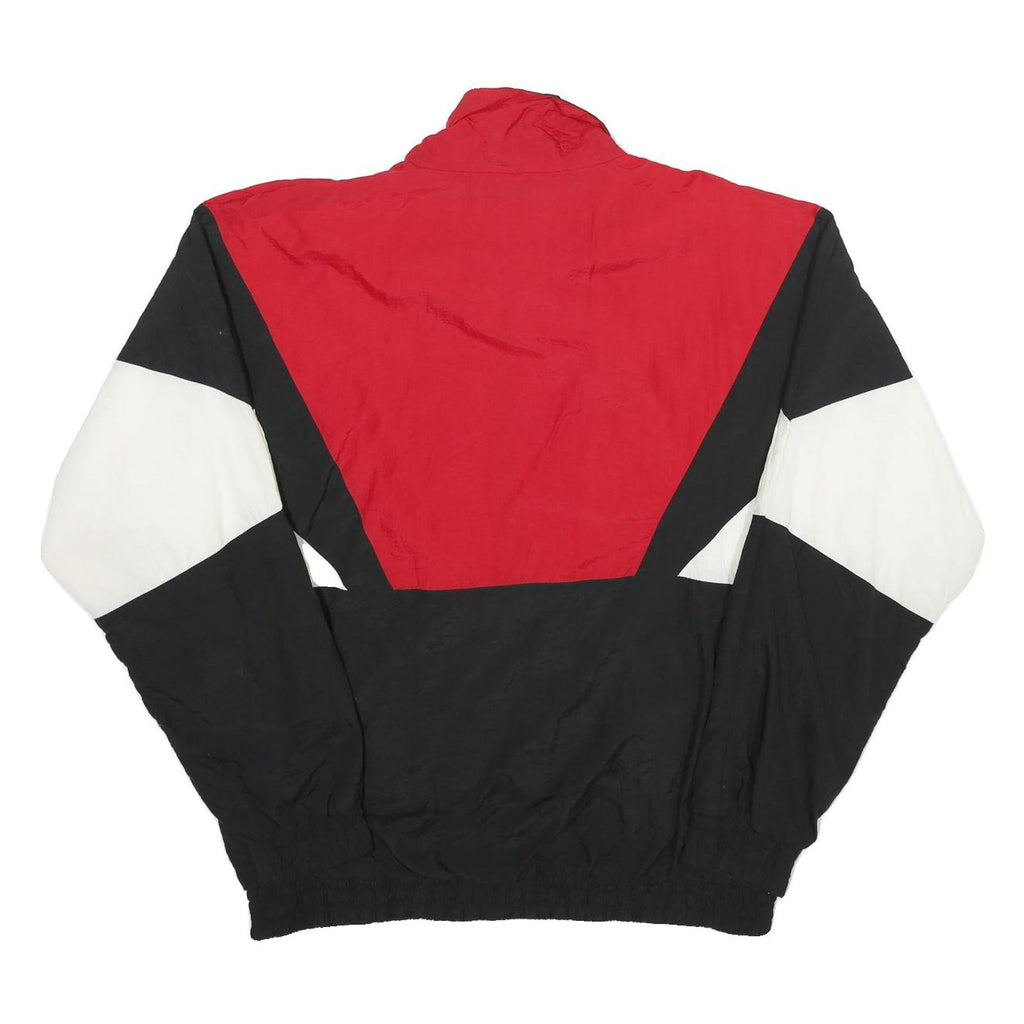 KOBE Mens Red & Black & White Nylon Jacket L Zip Casual Retro Colourblock